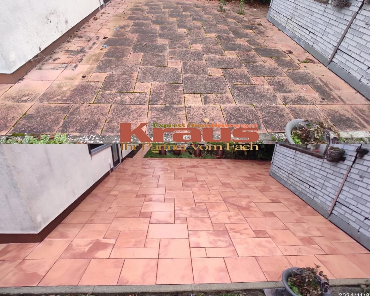 Terrakotta-Terrasse — porentief gereinigt
