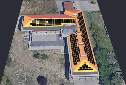 Vue du dessus de l’EHPAD Leopold Cartoux avec l’emplacement des panneaux solaires