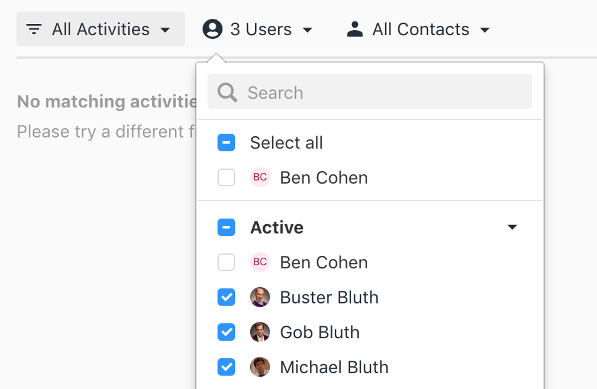 Filter Lead Activity by Multiple Users
