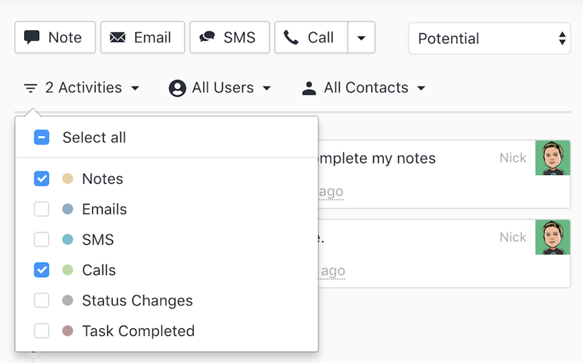 Lead Activity Filtering Improvements