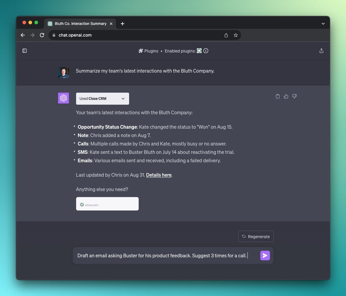 ChatGPT screenshot
