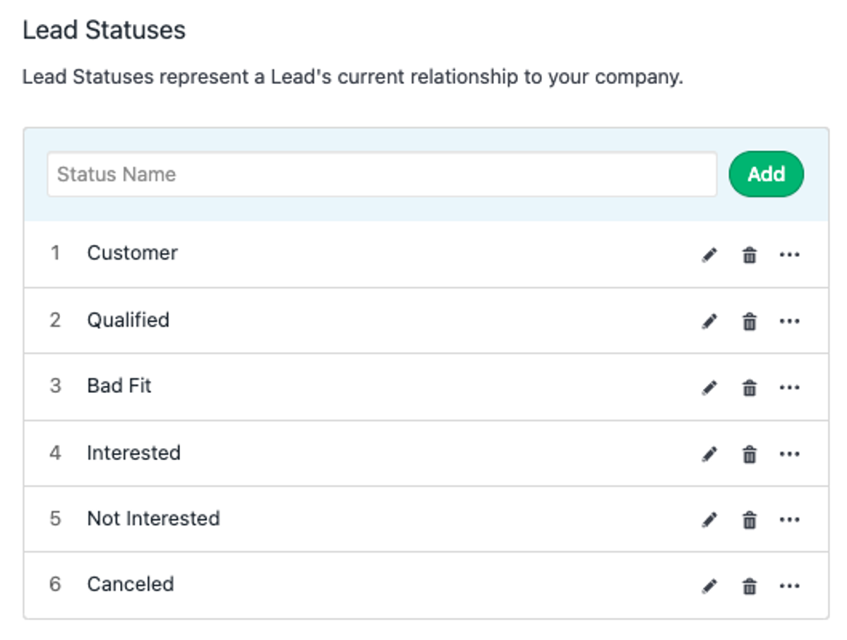 Lead Statuses for Prospecting