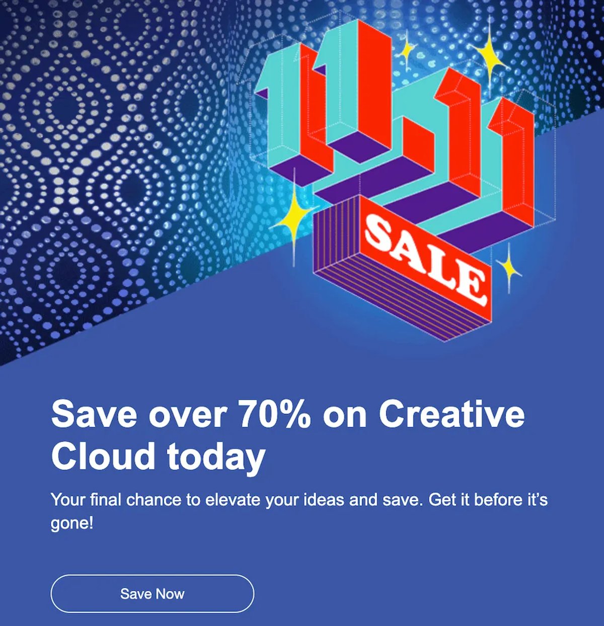 Examples of Effective Cross-Selling - Adobe Creative Cloud 70 percent Discount