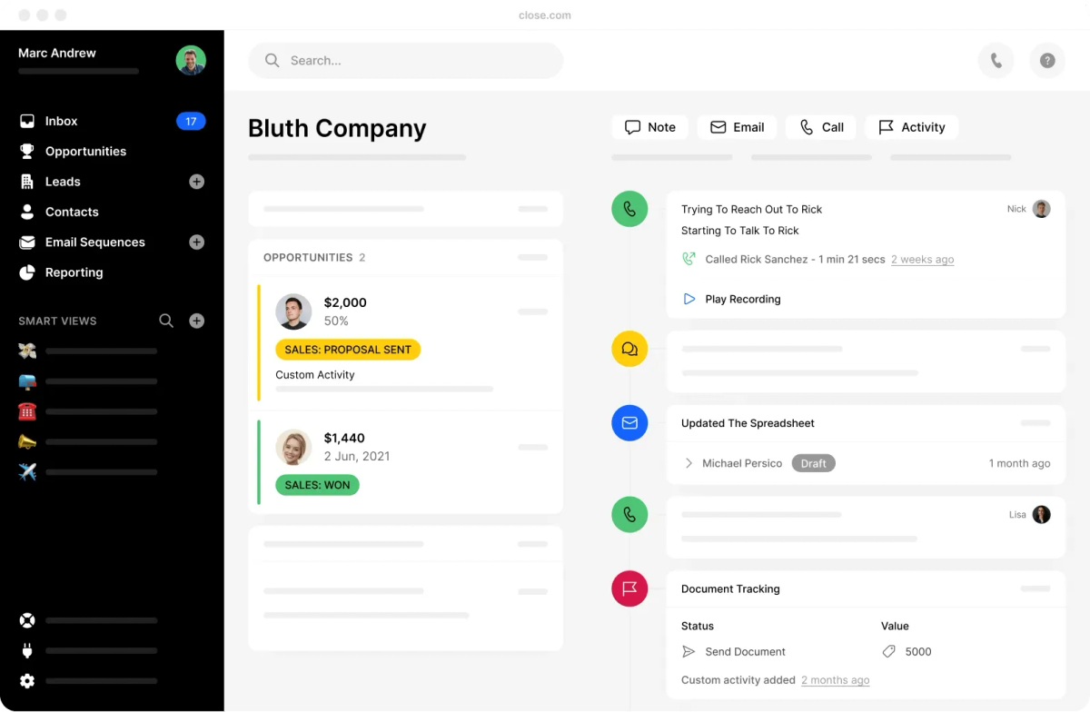 Close CRM for Sales Automation Software tool