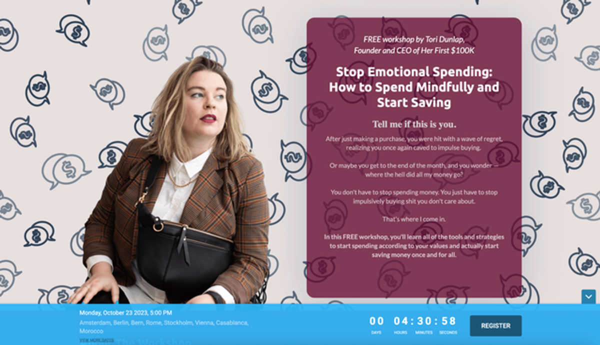 Tori Dunlap lead generation workshop example
