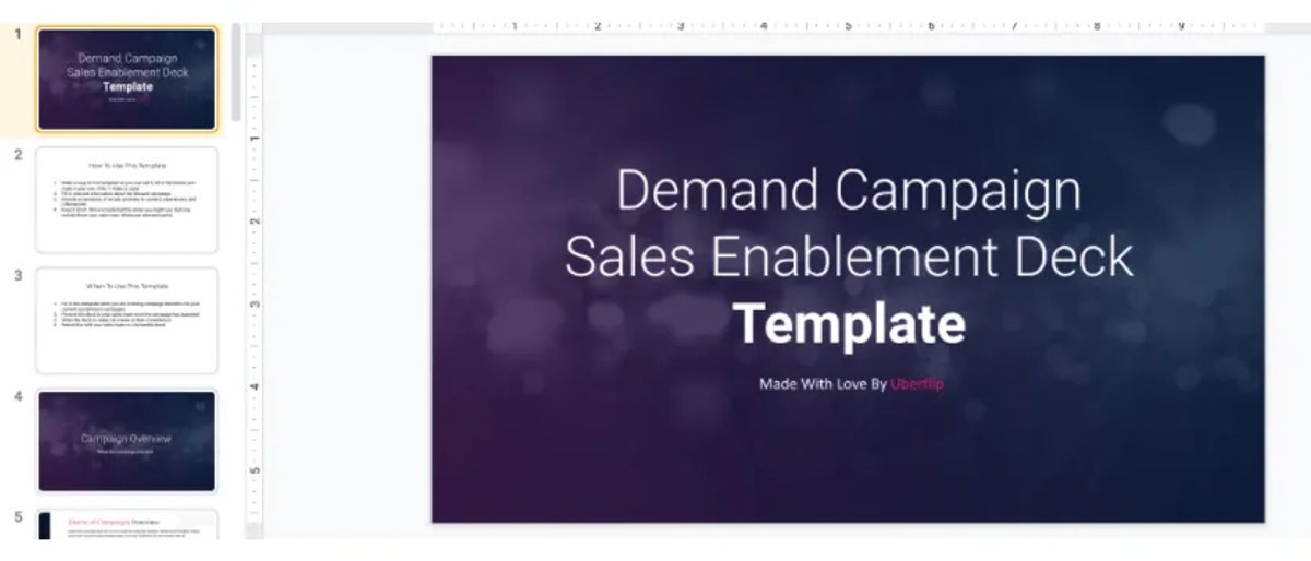 A demand campaign sales enablement deck by Uberflip