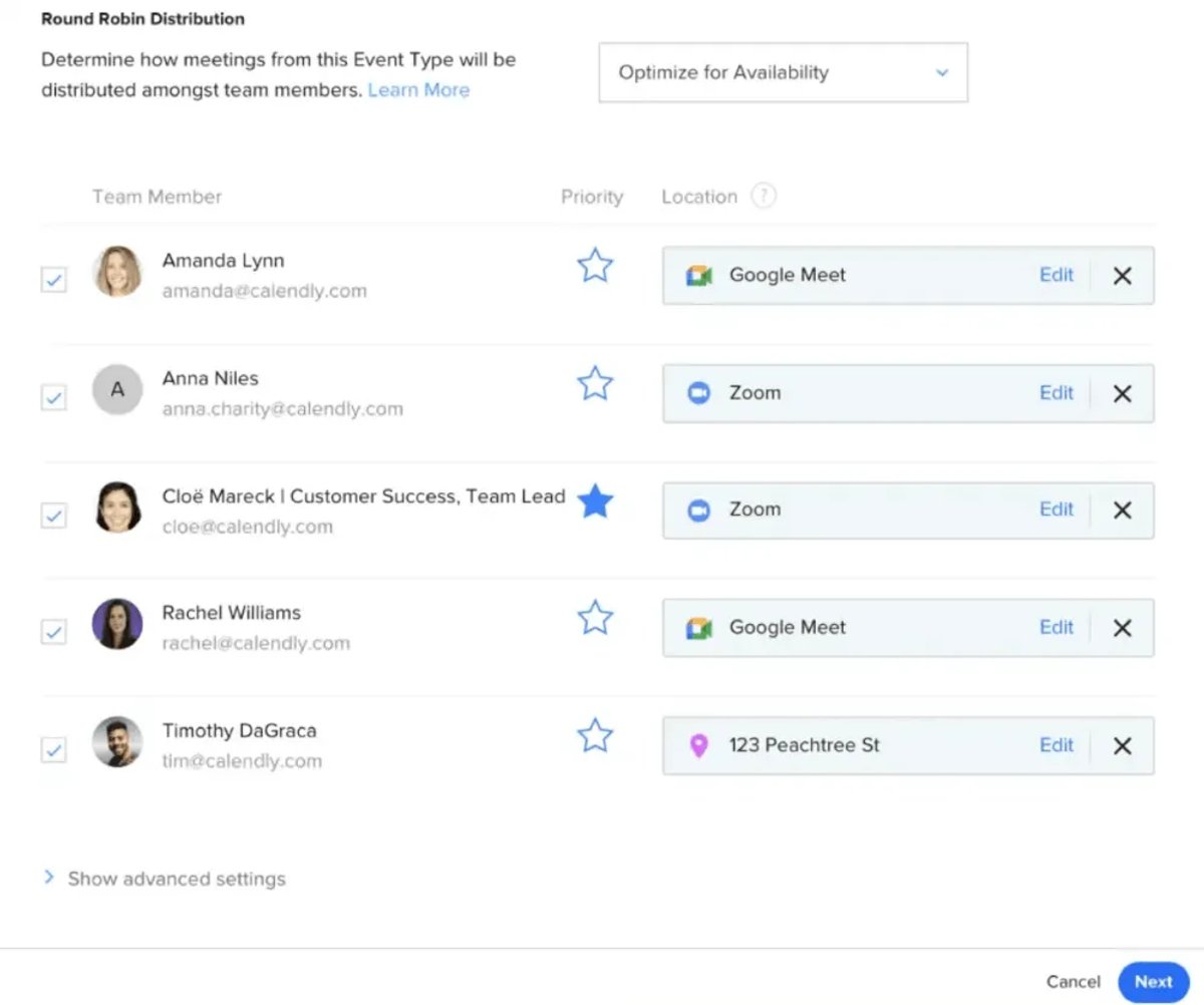 Round robin lead distribution software in Calendly