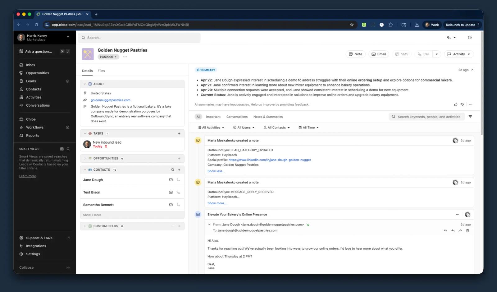 OutboundSync screenshot
