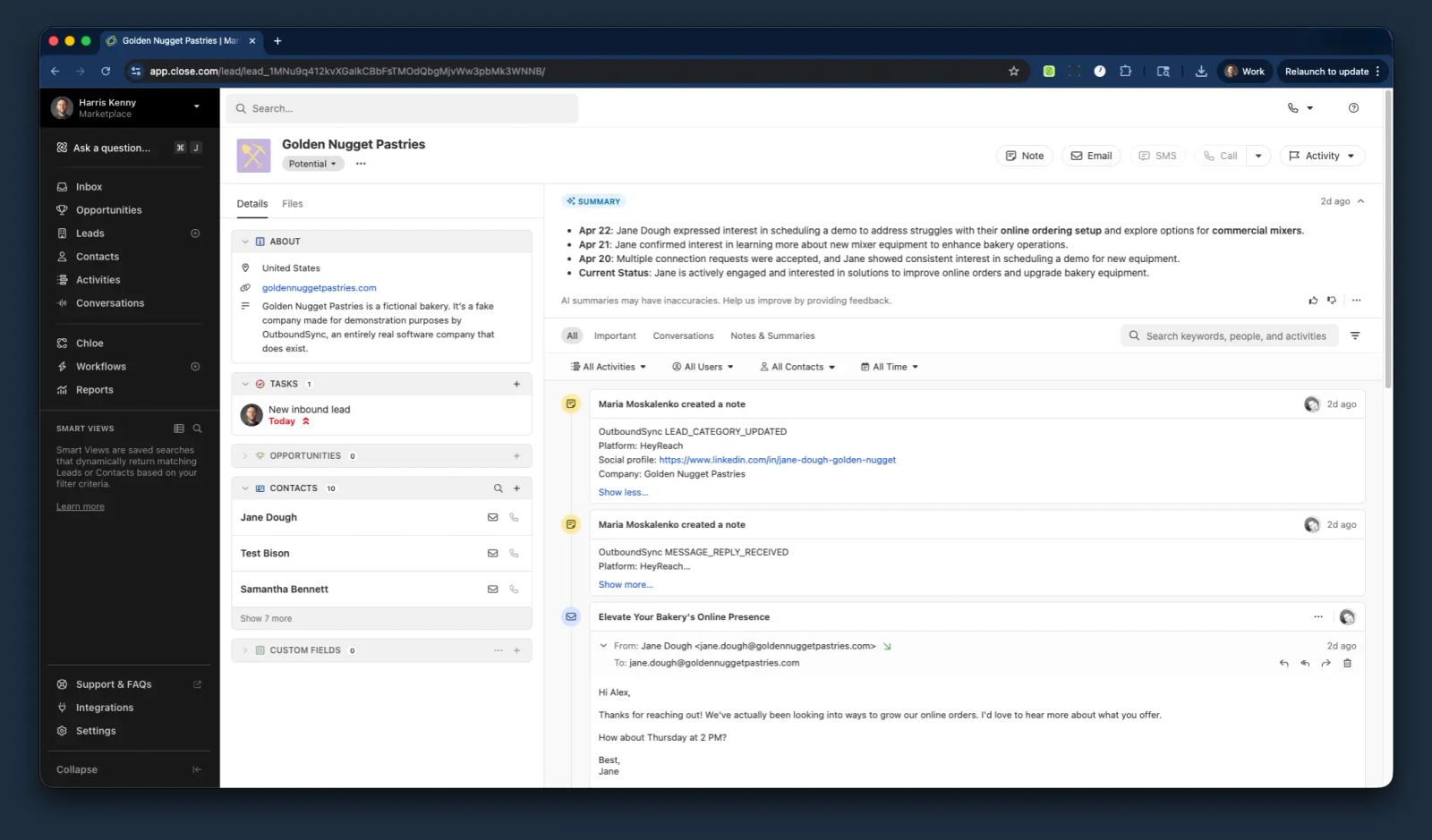 OutboundSync screenshot
