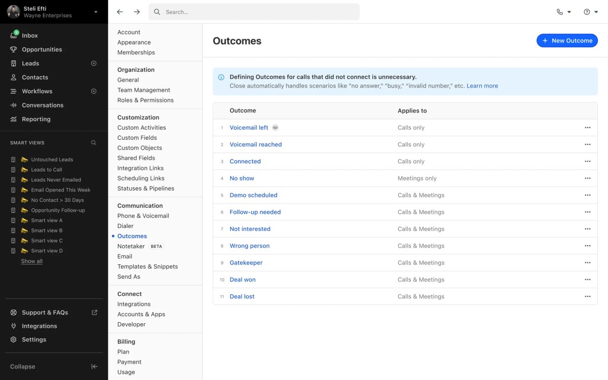 Call + Meeting Outcomes