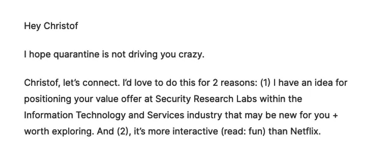 Bad Sales pitches - The Cringe-Worthy Quarantine Email