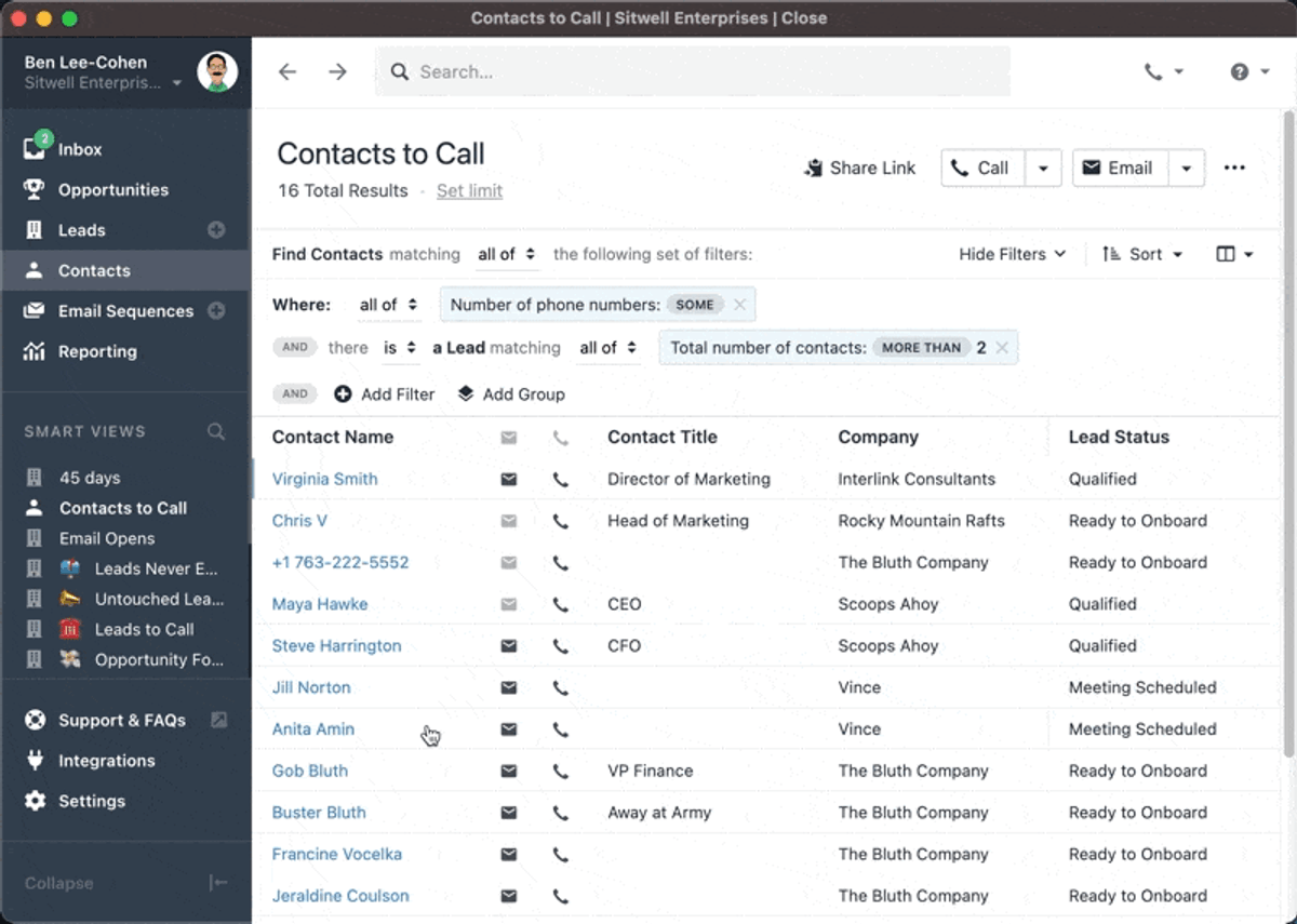 Contact Highlighting from Search