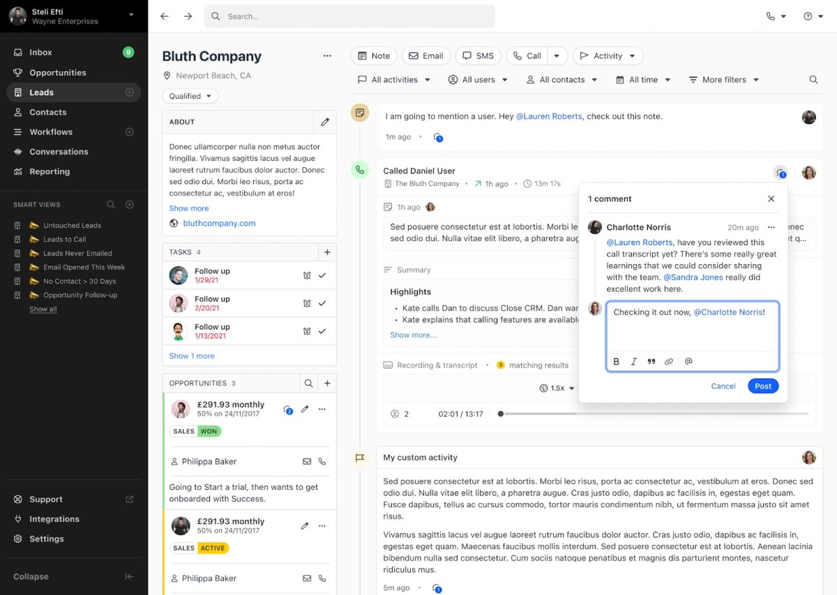 Team Selling - Close CRM