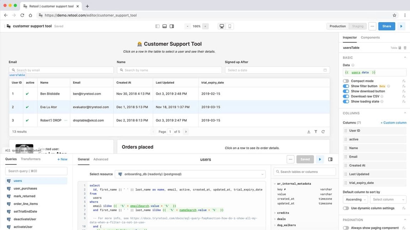 Retool screenshot