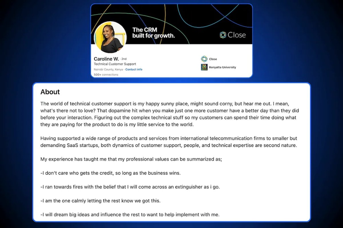 LinkedIn Profile Summary Examples - Caroline W