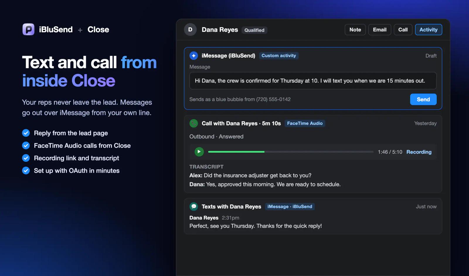iBluSend screenshot