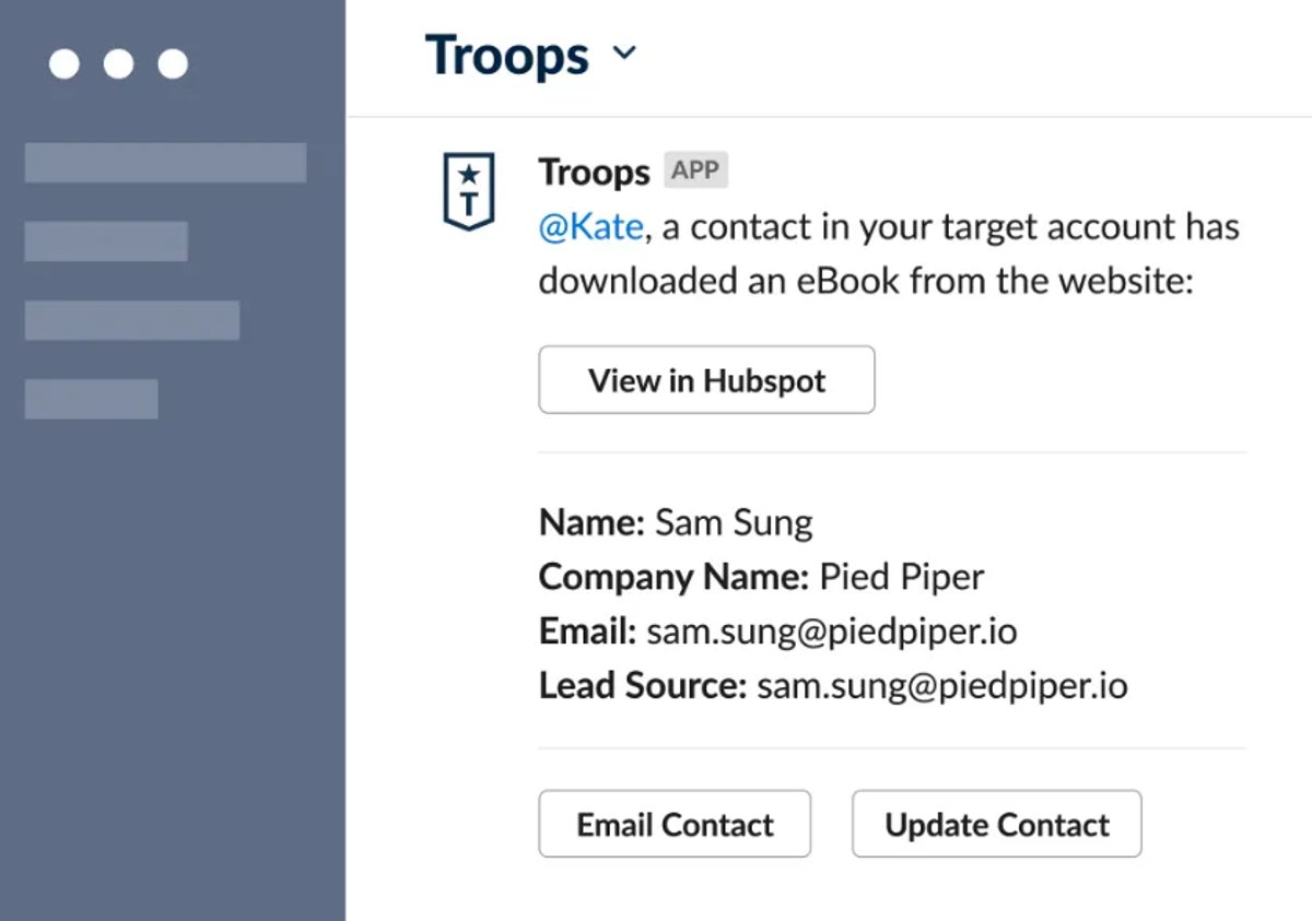 revenue intelligence data delivered via Troops.ai