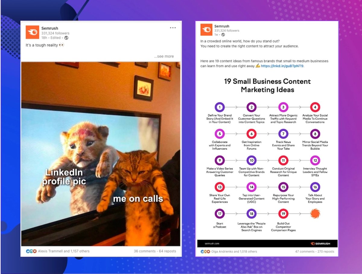 Lead Generation Examples - Social Media Semrush Example