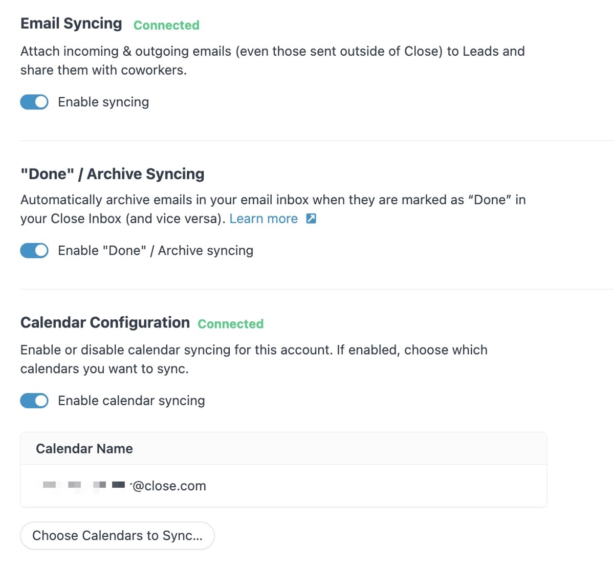 Email Syncing - Close CRM