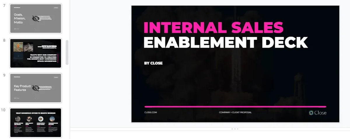 Sales Enablement Deck Examples from Close