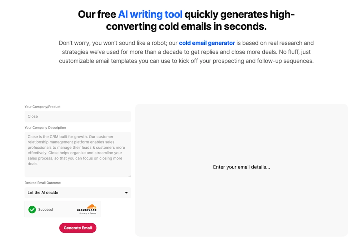 Lead Generation Examples - Interactive Tools Close CRM Example