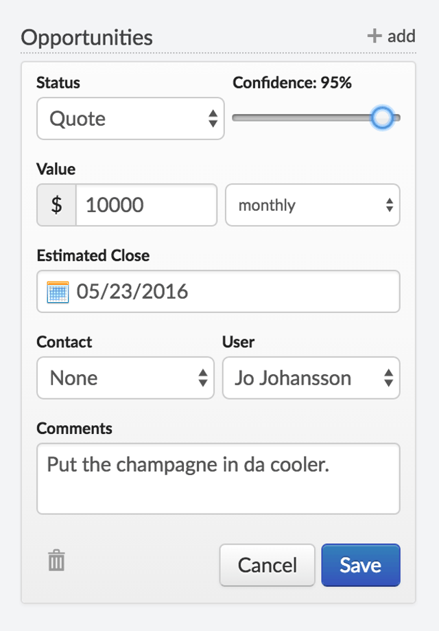 Product feature: Manage expectations by adding a confidence level to your lead