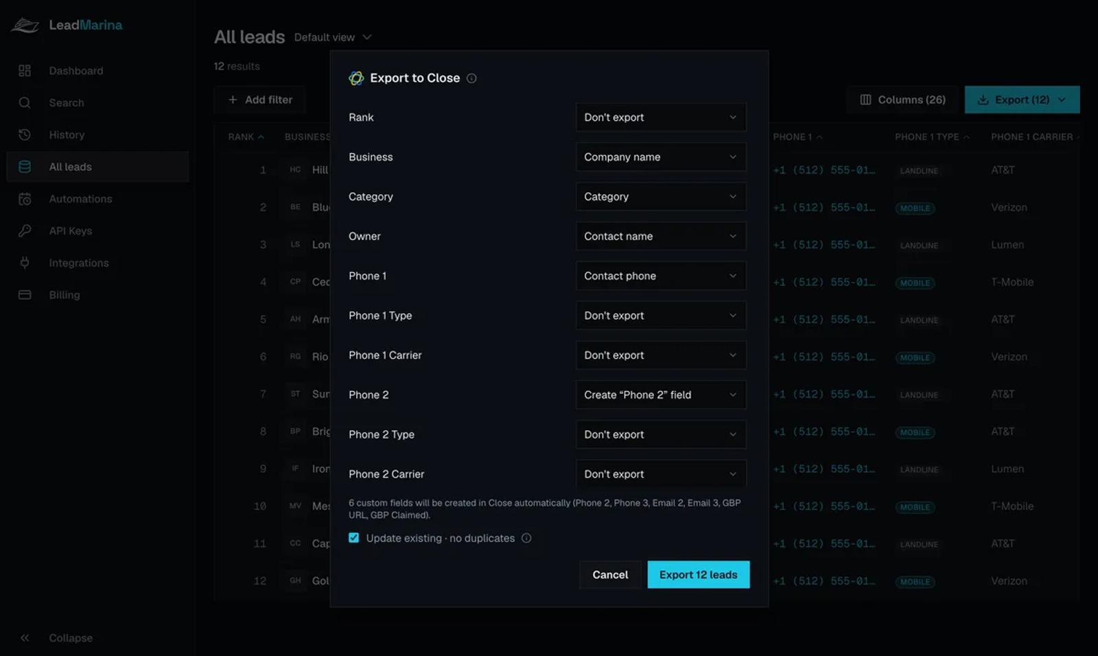 LeadMarina screenshot