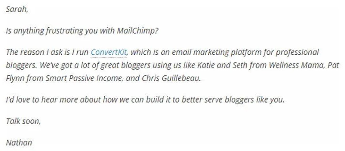 email mistakes example from Mailchimp