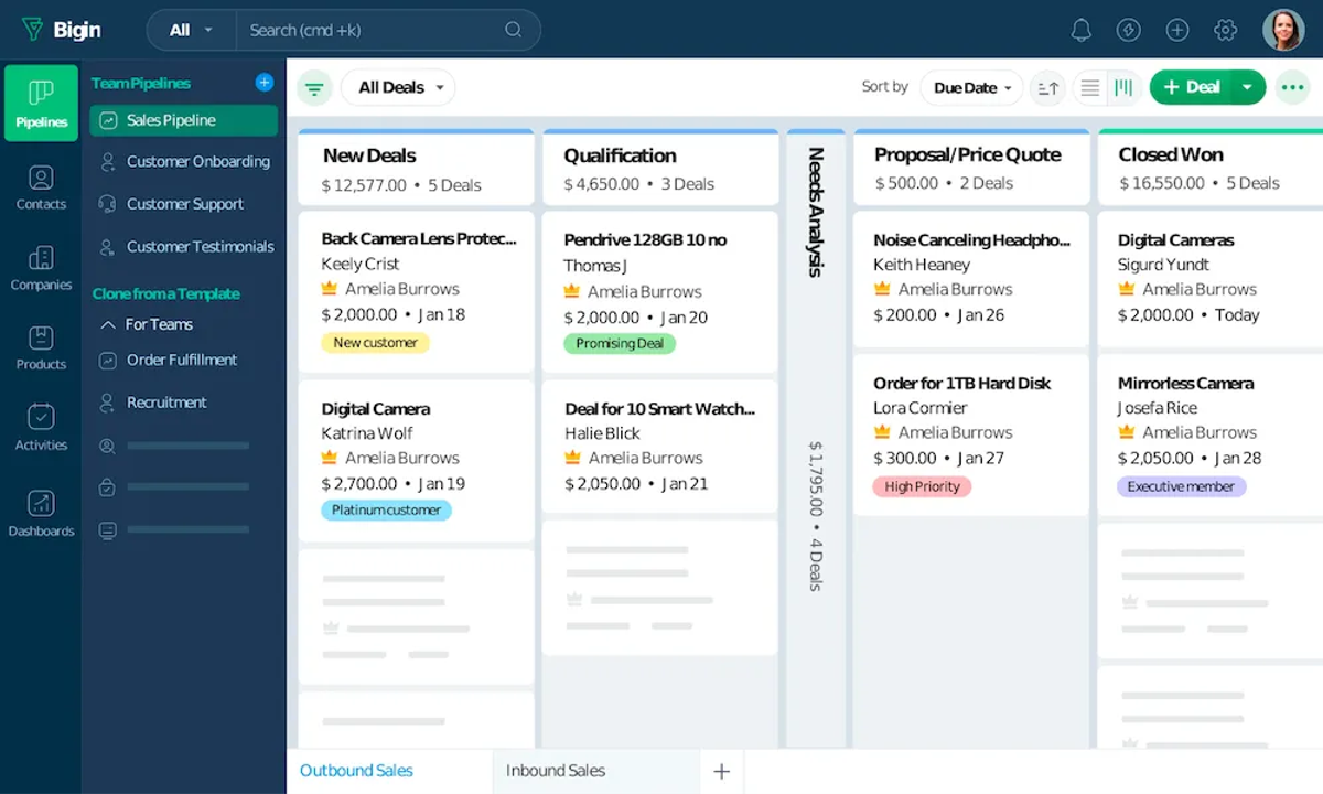 CRM Tools for Small Businesses - Bigin by Zoho CRM