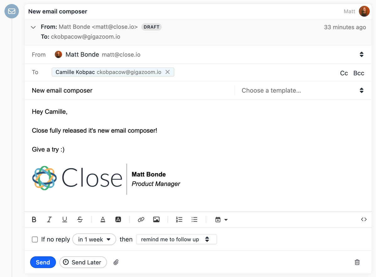 New Email Composer