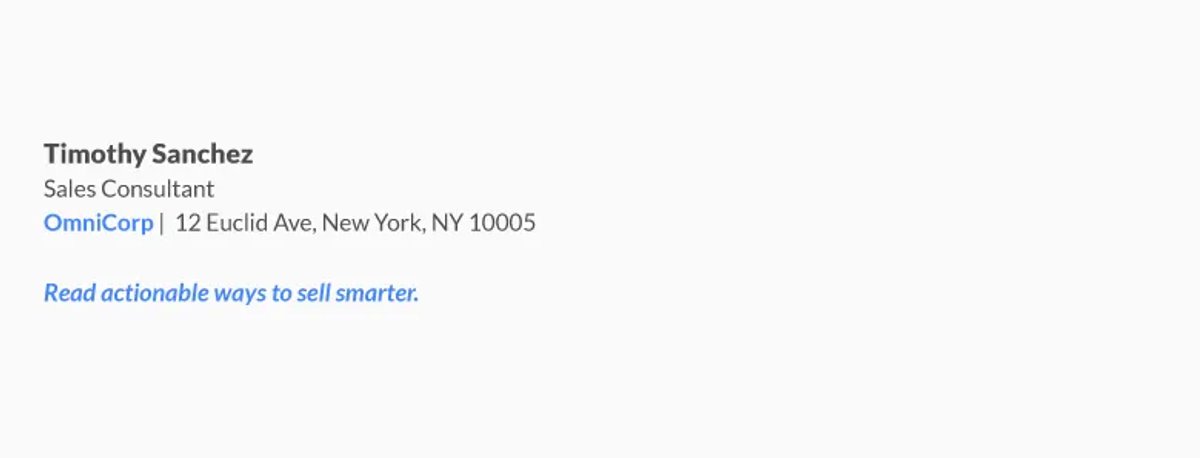 Sales Email Signatures - Clean Call to Action Example