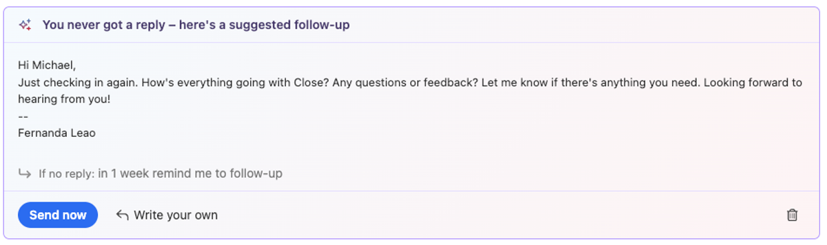 AI Suggestions on Email Reminders