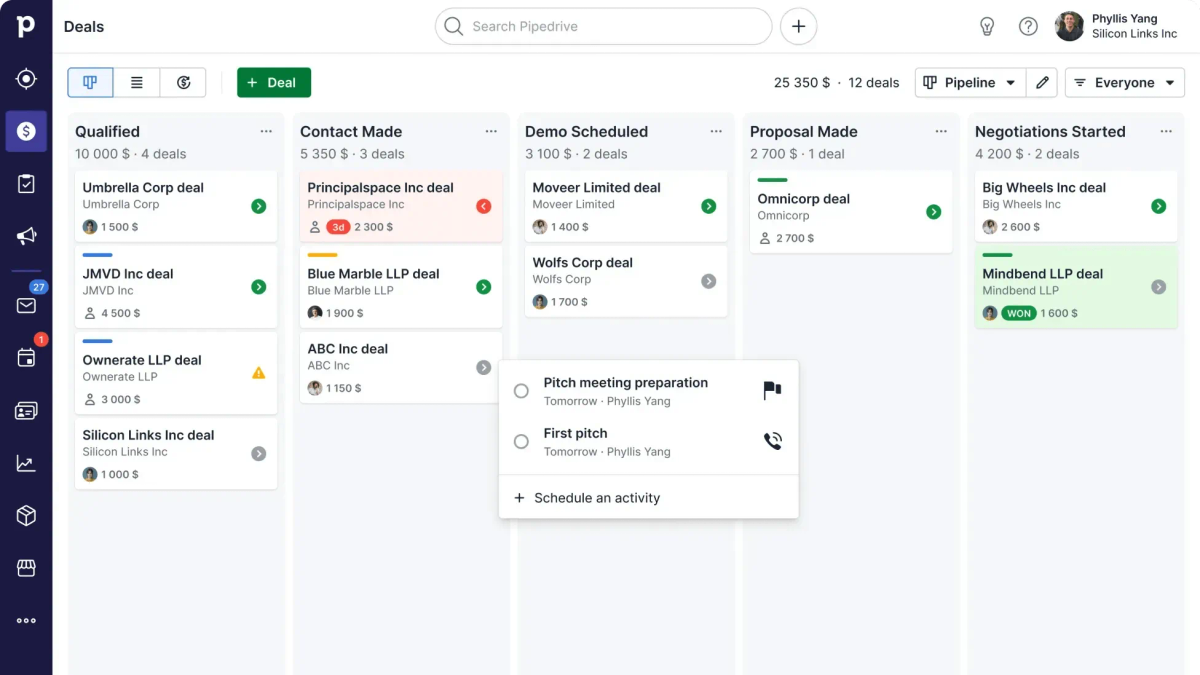 Pipedrive dash hubspot crm alternative 