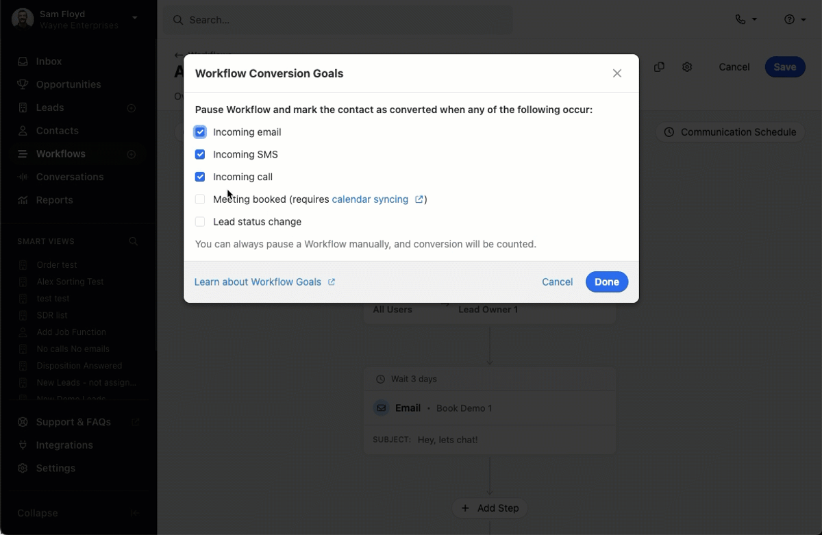 New Workflow Conversion Goals