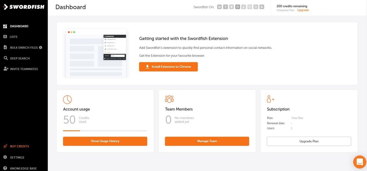 Swordfish Sales Prospecting Tool