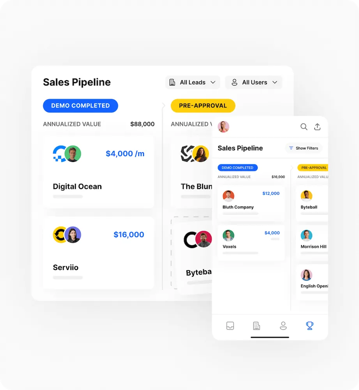 Close Mobile View of Sales Pipeline