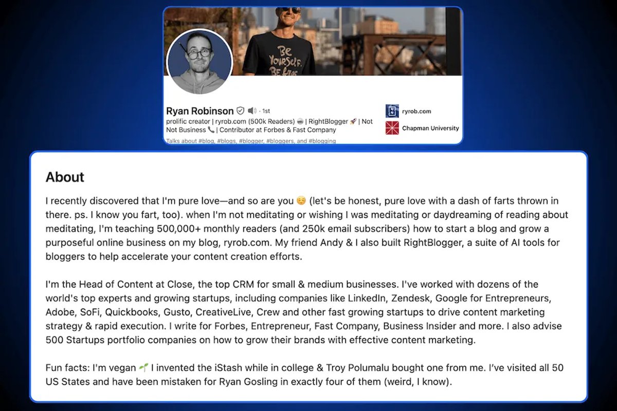 LinkedIn Profile Summary Examples - Ryan