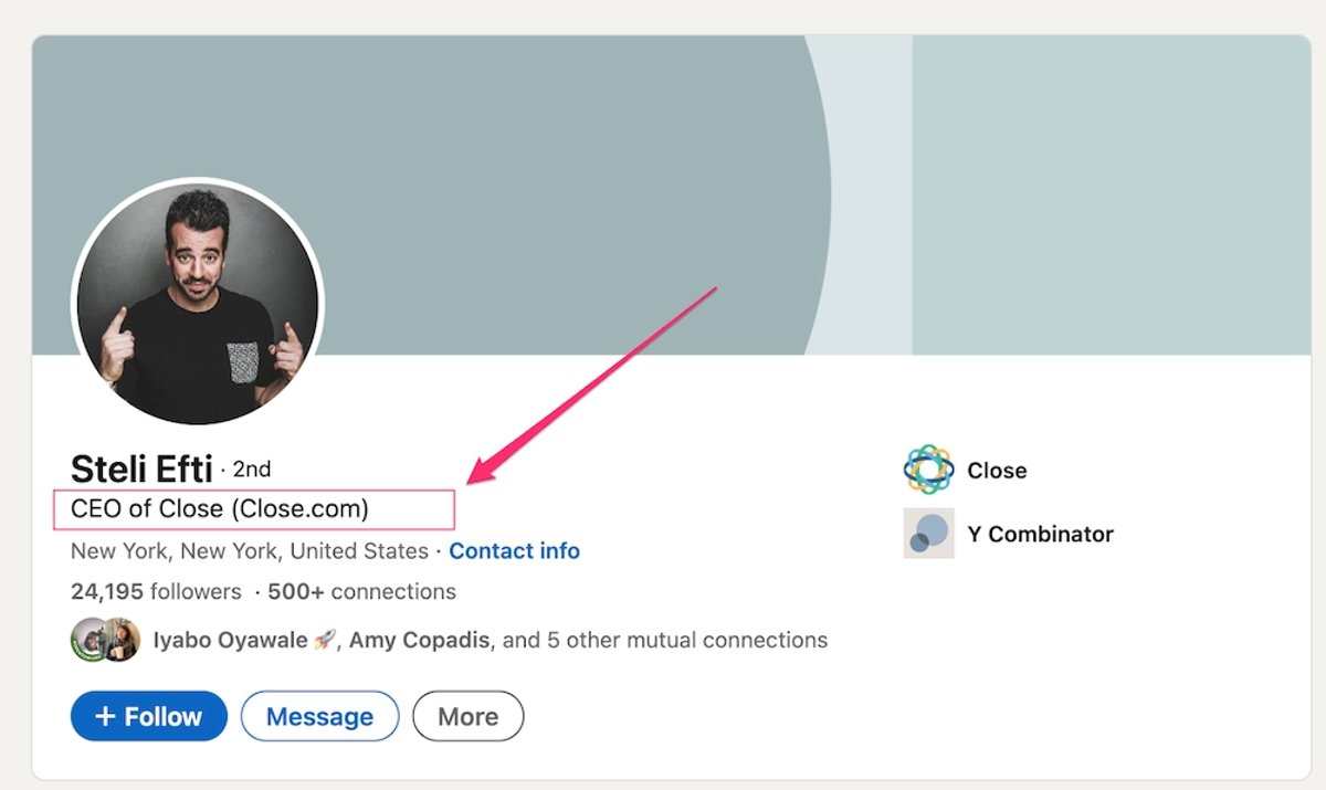 How to Write a Winning Sales Profile LinkedIn Headline - CEO of Close