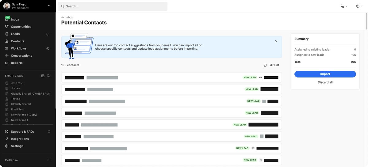 Potential Contacts Accessible From Inbox