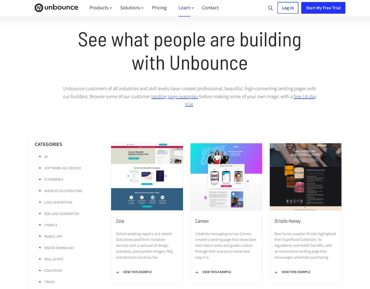 Lead Generation Examples - Unbounce
