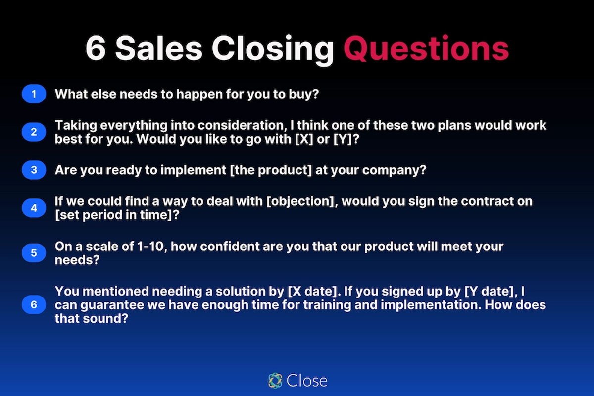 6 Sales Closing Questions by Close CRM