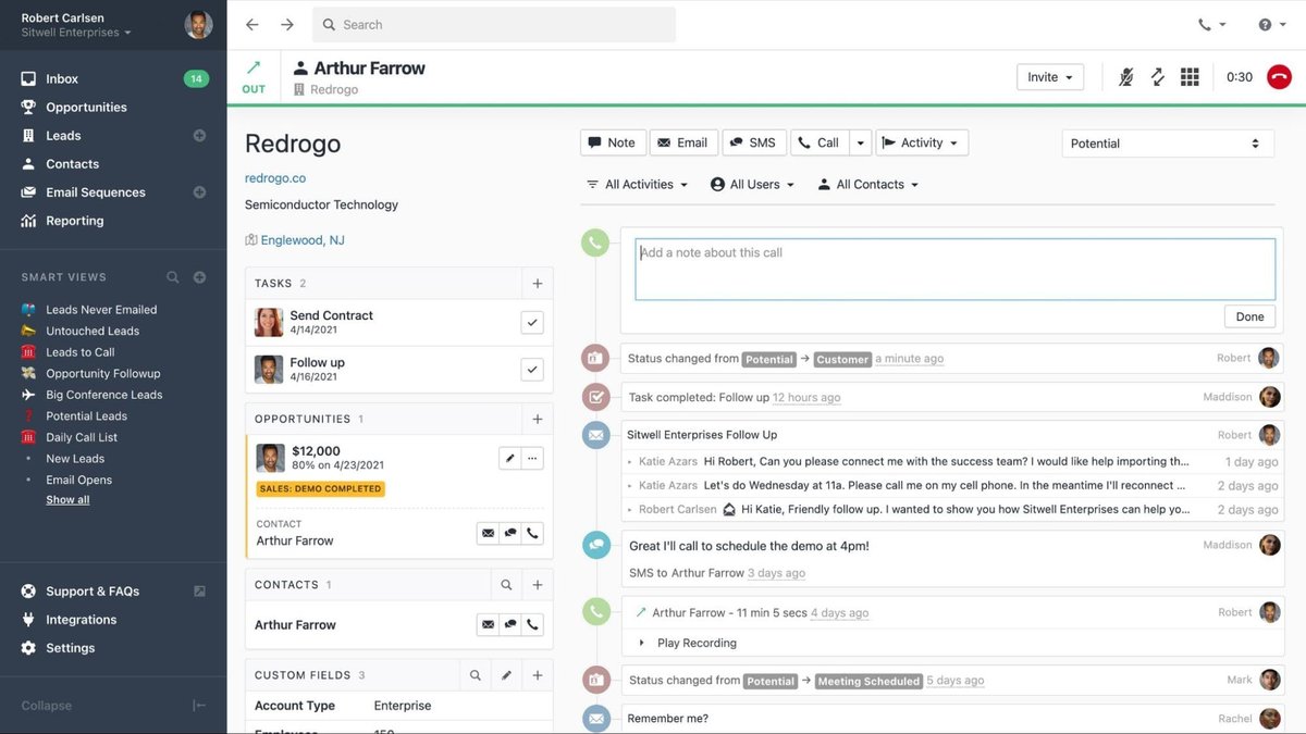 Close, a CRM with integrated calling features