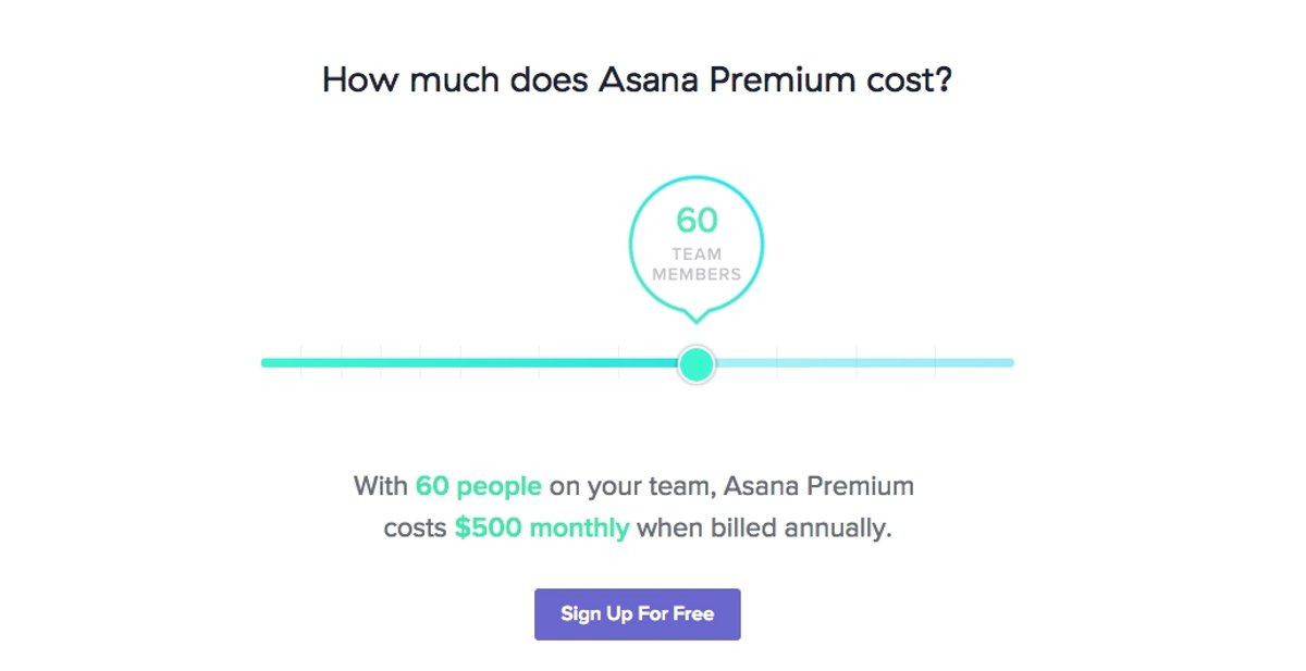Saas Sales Pricing Page - Asana Example
