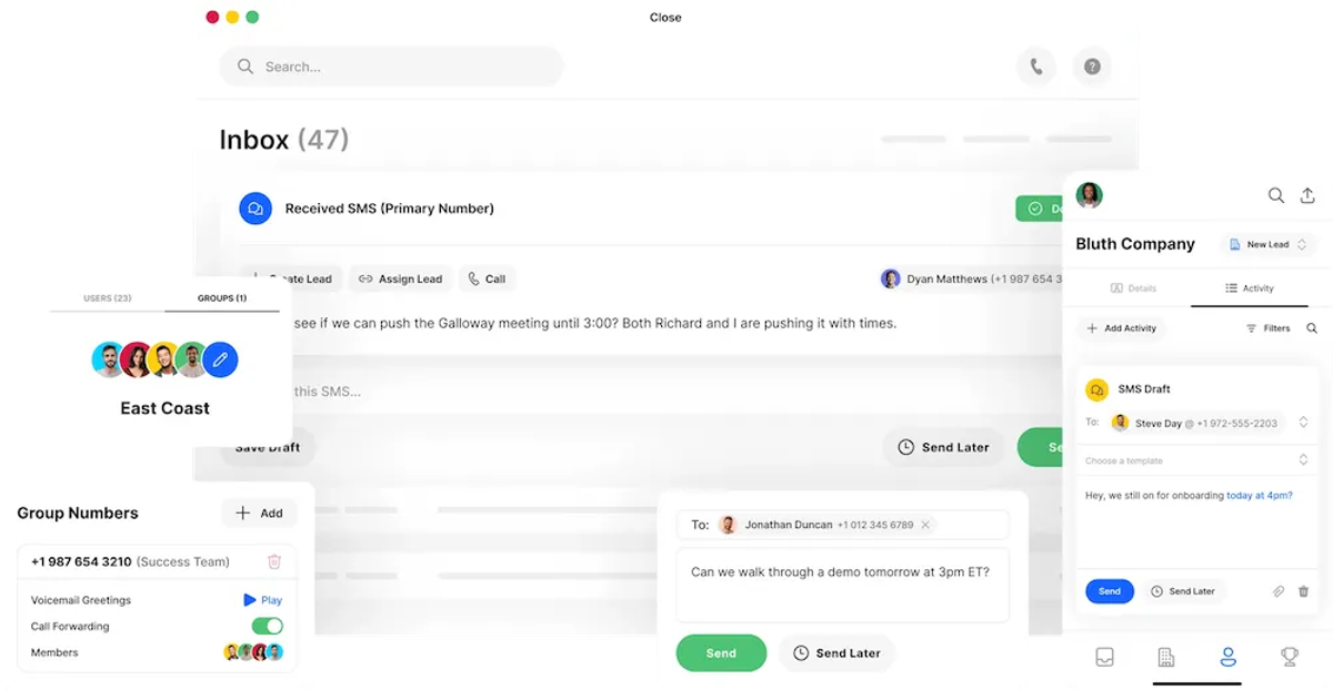 Close CRM SMS Mobile View