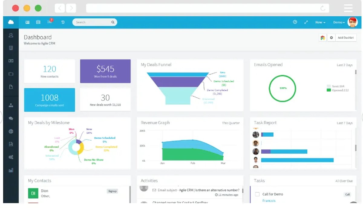 Agile crm for service companies screenshot