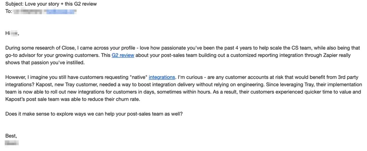 Targeted email with data and research
