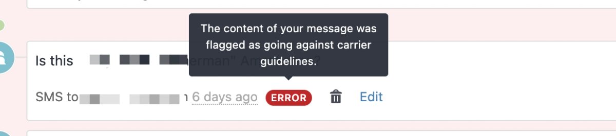 A2P 10DLC registration - flagged message
