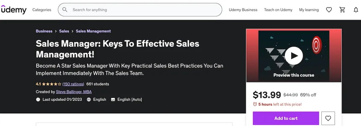 Best Sales Management Courses - Sales Manager, Keys to Effective Sales Management, by Steve Ballinger, MBA