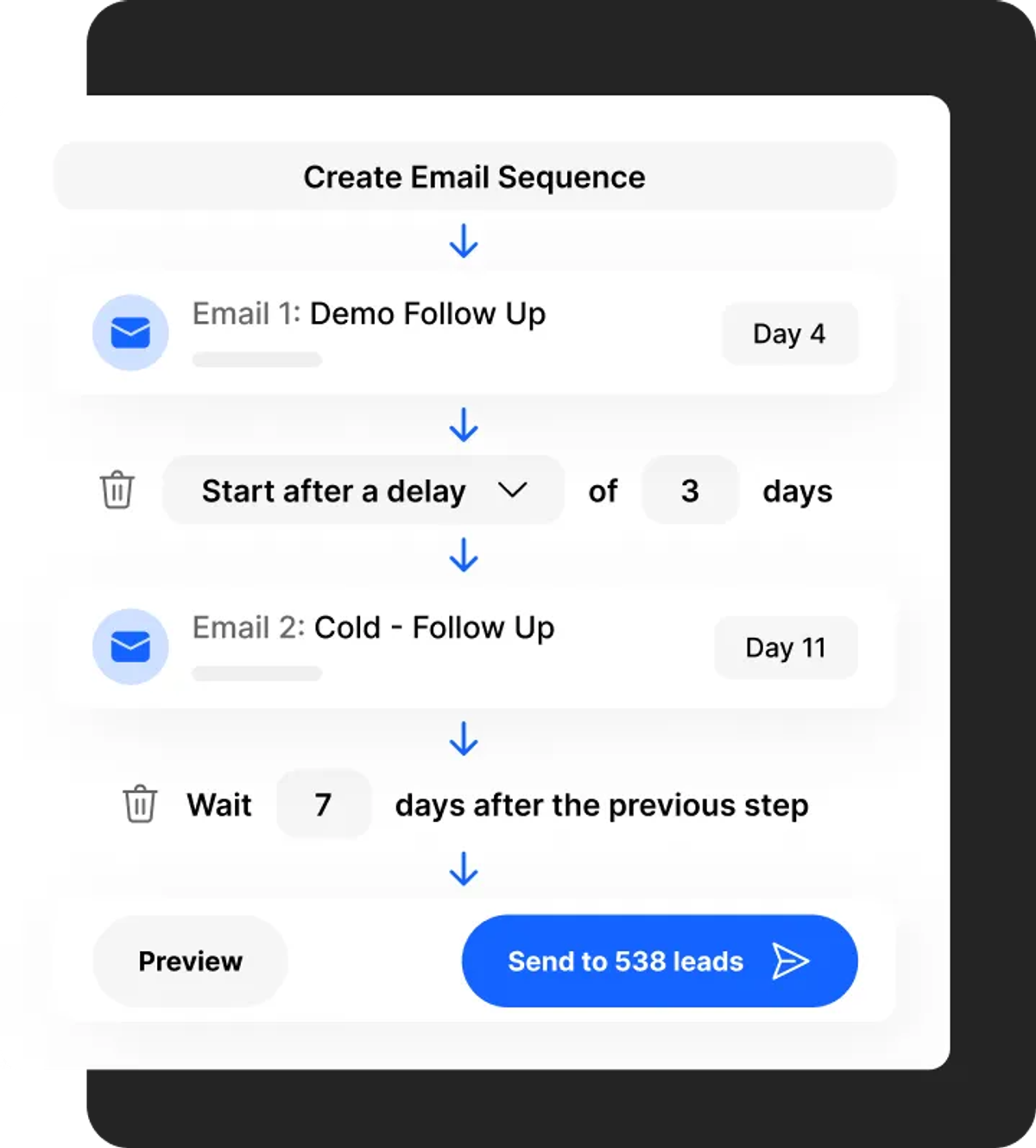 Close CRM email sequence steps