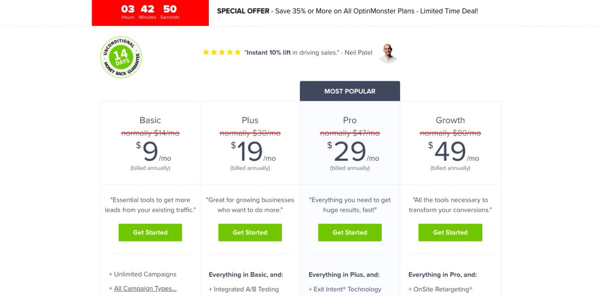 OptinMonster Limited Deals Sales Funnel